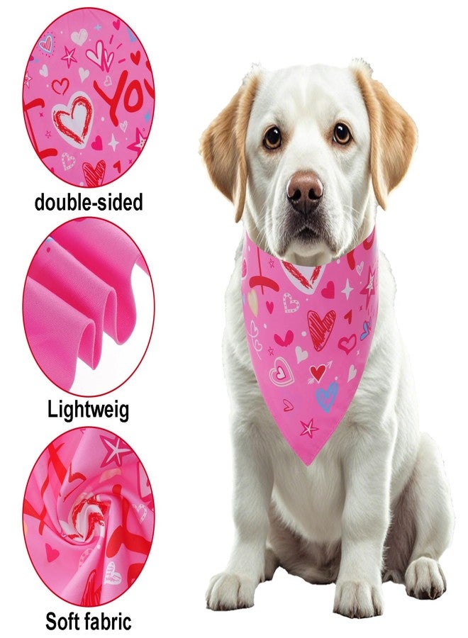yeabwps Valentines Dog Bandana, 2 Pcs Pink Dog Bandana, Red Dog Bandanas, Double Sided Printing Dog Valentines Bandana for Small Medium Large Dogs - Image 3
